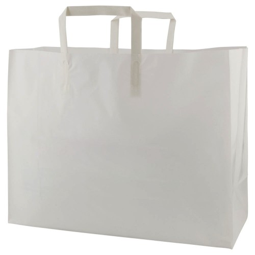 7 x 3.5 x 10.5 Clear Frosted Plastic Tote Bags - 3.5 Mil
